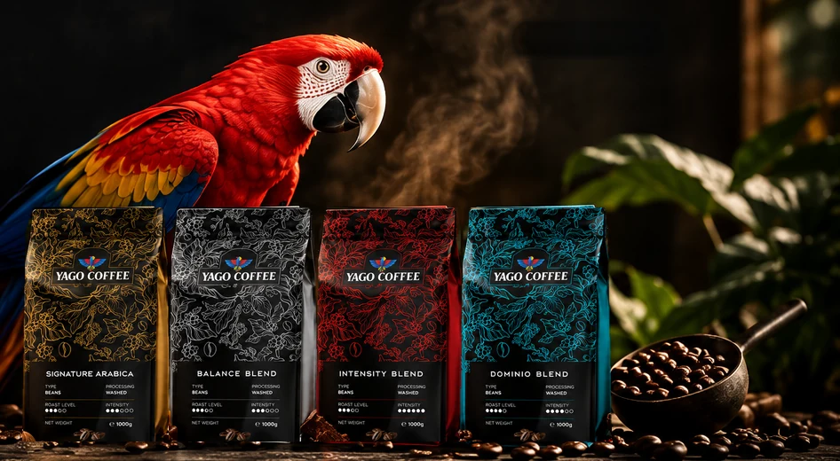 Папагалът на YAGO coffee и четирите бленда